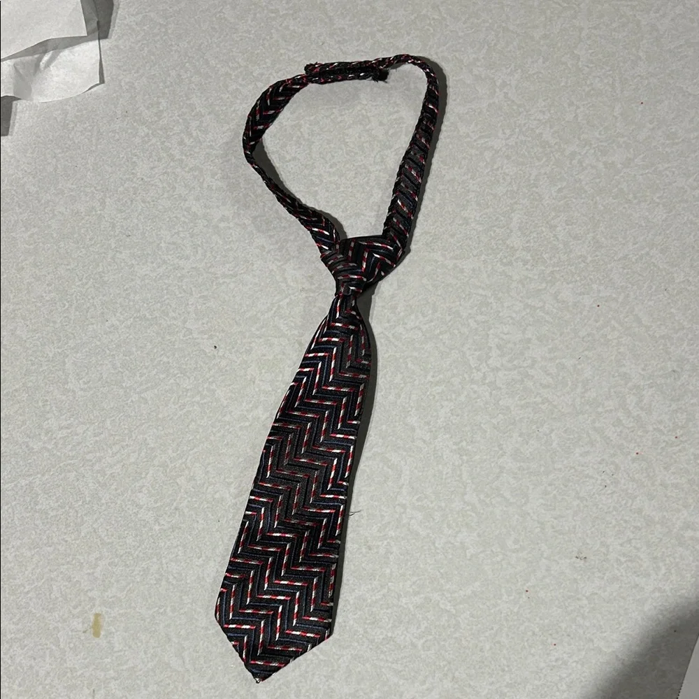 Kid's Chevron Patterned Tie in Black, Red, and Gray